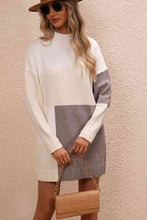 Load image into Gallery viewer, Color Block Dropped Shoulder Sweater Dress Sample
