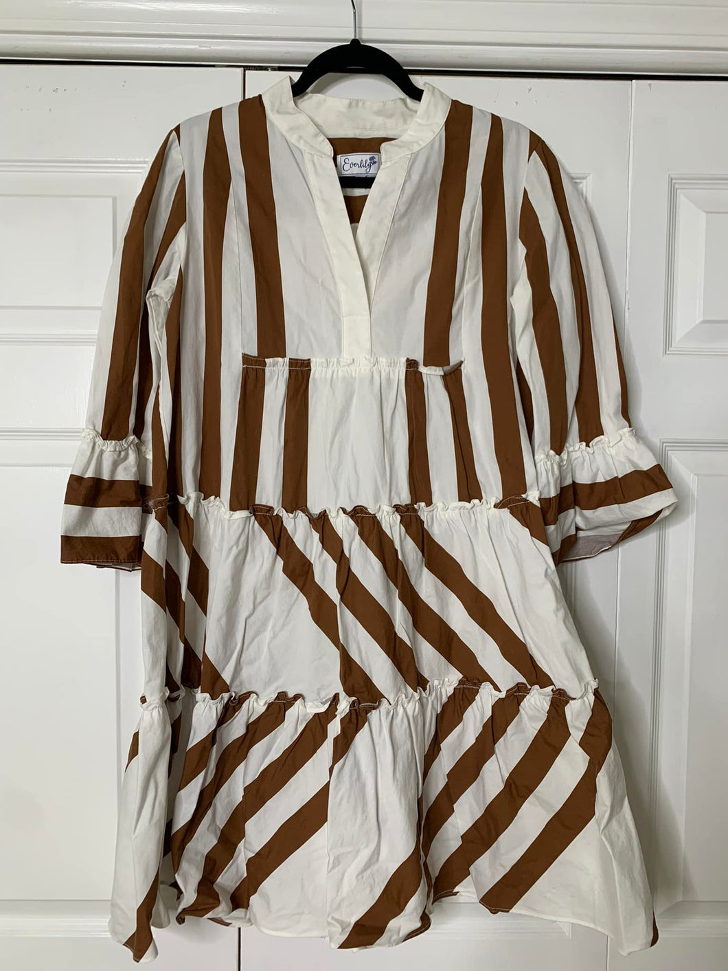 Brown & White Dress