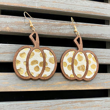 Load image into Gallery viewer, Animal Print Pumpkin Earrings
