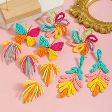 Load image into Gallery viewer, Bright Raffia Floral Easter Spring Dangle Earrings - WS Pre-Order
