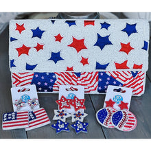 Load image into Gallery viewer, Patriotic Red White Blue Stars Stripes Seed Beaded Handbag - OBX Prep
