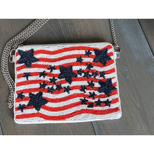 Load image into Gallery viewer, Patriotic Red White Blue Stars Stripes Beaded Coin Purse - OBX Prep
