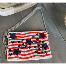 Load image into Gallery viewer, Patriotic Red White Blue Stars Stripes Beaded Coin Purse - OBX Prep
