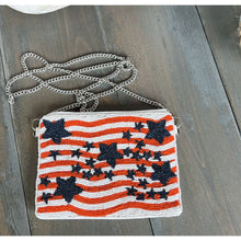 Load image into Gallery viewer, Patriotic Red White Blue Stars Stripes Beaded Coin Purse - OBX Prep
