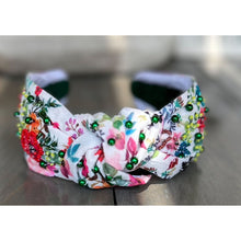 Load image into Gallery viewer, Sara Garden Floral Top Knot Seed Beaded Handmade Headband - OBX Prep

