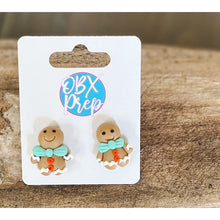 Load image into Gallery viewer, Mini Christmas Polymer Clay Gingerbread Man Earrings - OBX Prep

