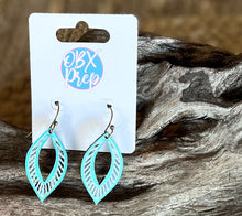 Load image into Gallery viewer, Handmade Spring Pastel Leaf Cutout Earrings – Lightweight &amp; Chic! 🌸✨.
