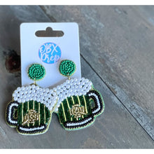 Load image into Gallery viewer, St Patrick&#39;s Day Clover Beer Pearl Beaded Dangle Earrings S
