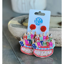 Load image into Gallery viewer, Birthday Cake Seed Beaded Drop Earrings - OBX Prep
