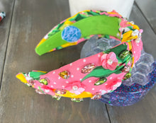 Load image into Gallery viewer, Julie Lemons and Floral Pink Pearl and Seed Beaded Top Knot Headband S
