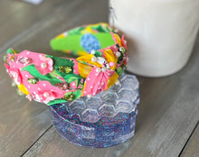Load image into Gallery viewer, Julie Lemons and Floral Pink Pearl and Seed Beaded Top Knot Headband S
