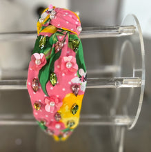 Load image into Gallery viewer, Julie Lemons and Floral Pink Pearl and Seed Beaded Top Knot Headband S
