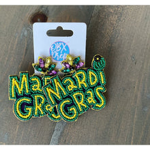 Load image into Gallery viewer, Mardi Gras Seed Beaded Dangle Earrings - OBX Prep
