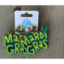 Load image into Gallery viewer, Mardi Gras Seed Beaded Dangle Earrings - OBX Prep
