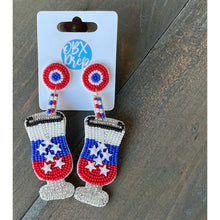 Load image into Gallery viewer, Patriotic Red White and Blue Cocktail Earrings - OBX Prep
