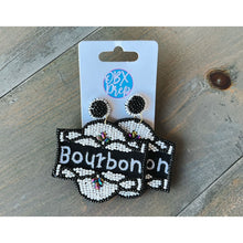 Load image into Gallery viewer, Mardi Gras Bourbon Street Sign Seed Bead Dangle Earrings - OBX Prep
