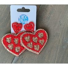 Load image into Gallery viewer, Heart Shape Seed Bead Drop Earrings Valentine&#39;s Day - OBX Prep
