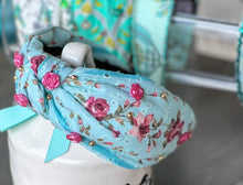 Load image into Gallery viewer, Summer Garden Flossie Rose Shabby Chic Beaded Top Knot Headband.
