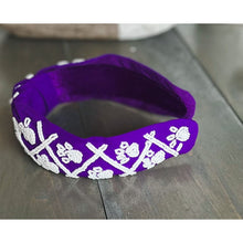 Load image into Gallery viewer, Paw Print Seed Beaded Team Spirit Top Knot Headband - OBX Prep
