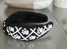 Load image into Gallery viewer, Paw Print Seed Beaded Team Spirit Top Knot Headband - OBX Prep
