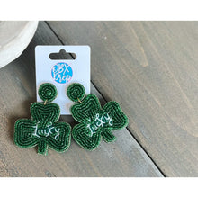 Load image into Gallery viewer, Shamrock Lucky Seed Bead Drop Earrings - OBX Prep
