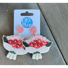 Load image into Gallery viewer, Hydrangea Bouquet Seed Beaded Drop Earrings - OBX Prep
