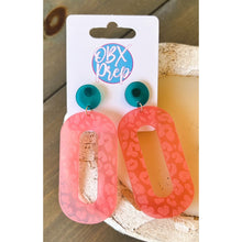 Load image into Gallery viewer, Pink Leopard Oval Acrylic Dangle Earrings - OBX Prep
