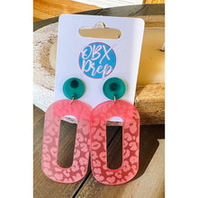 Load image into Gallery viewer, Pink Leopard Oval Acrylic Dangle Earrings - OBX Prep

