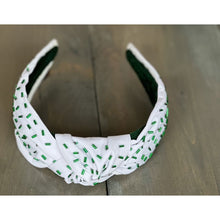 Load image into Gallery viewer, Green Confetti Seed Bead Front Knot Headband - OBX Prep
