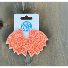 Load image into Gallery viewer, Seed Beaded Feather Felt Statement Earrings - OBX Prep
