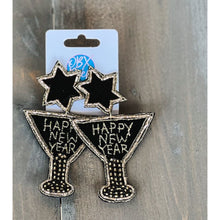 Load image into Gallery viewer, Happy New Year Martini Glass Earrings - OBX Prep
