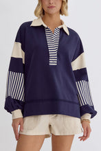 Load image into Gallery viewer, The Delinda Stripe and Color Blocking Pullover
