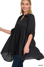 Load image into Gallery viewer, Tiered Back Hi-Low Hem Button Front Tunic Top

