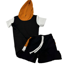 Load image into Gallery viewer, RTS: Colorblock Hooded Shirt and Short Set
