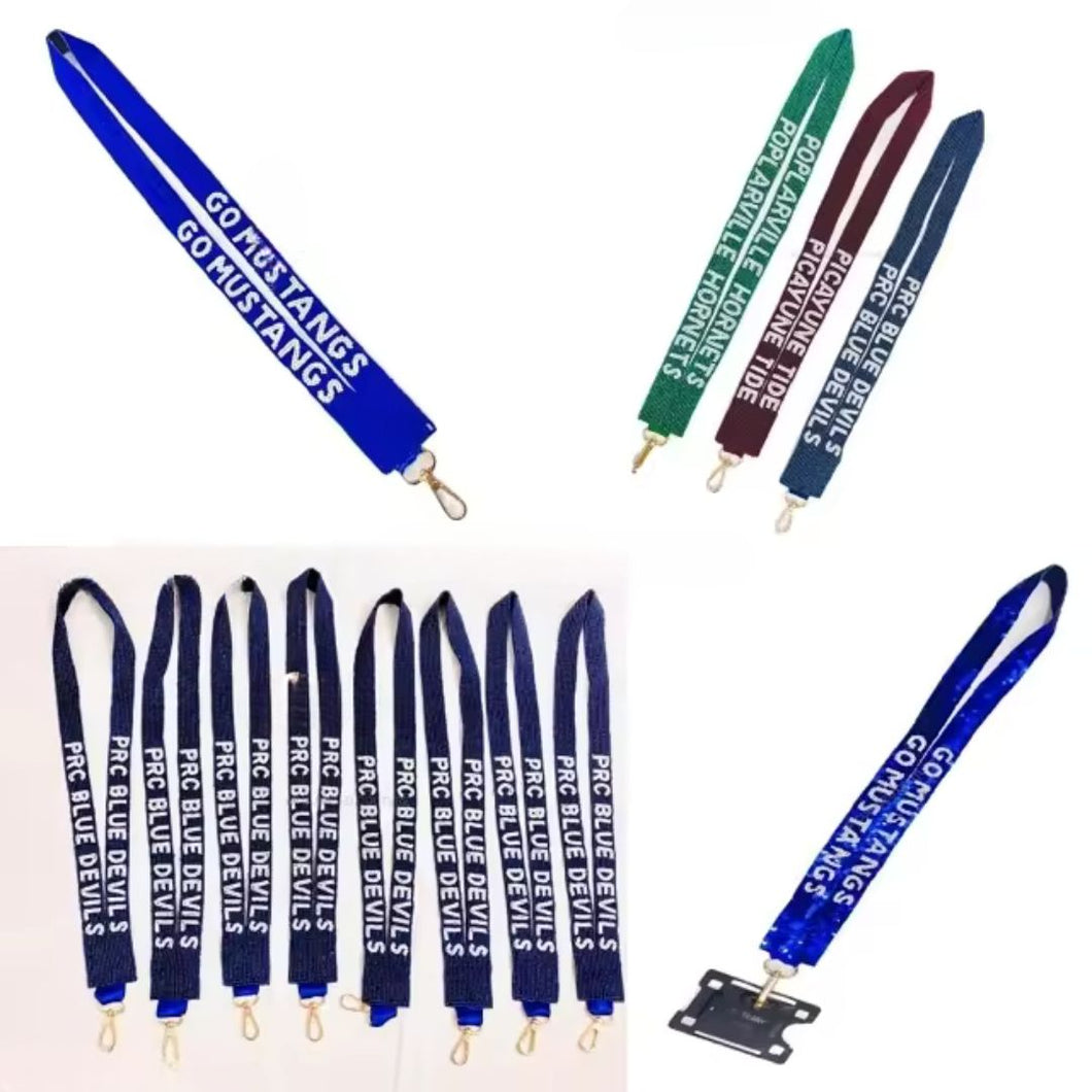 Custom Team Spirit Beaded or Sequin Lanyards - Perfect for Back to School.