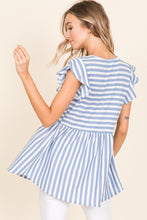 Load image into Gallery viewer, BOMBOM Striped Round Neck Blouse
