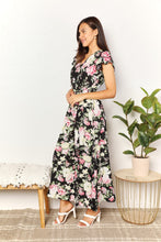 Load image into Gallery viewer, Floral Flutter Sleeve Tie-Waist Split Dress
