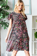 Load image into Gallery viewer, Printed Ruffled Short Sleeve Dress with Pockets
