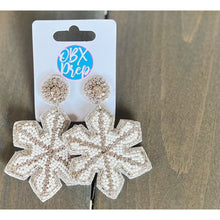 Load image into Gallery viewer, Christmas Winter Snow Flake Seed Beaded Earrings - OBX Prep
