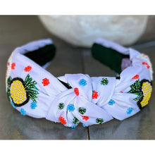 Load image into Gallery viewer, Vacay Vibes Pineapple Seed Beaded Top Knot Headband - OBX Prep
