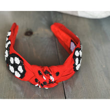 Load image into Gallery viewer, Soccer Seed Beaded Team Spirit Top Knot Headband - OBX Prep
