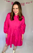 Load image into Gallery viewer, Buttoned Puff Sleeve Tiered Shirt Dress - SAMPLE
