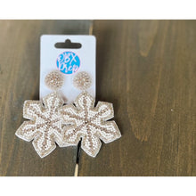 Load image into Gallery viewer, Christmas Winter Snow Flake Seed Beaded Earrings - OBX Prep
