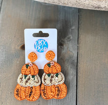Load image into Gallery viewer, Triple Pumpkin Seed Bead Drop Earrings - OBX Prep
