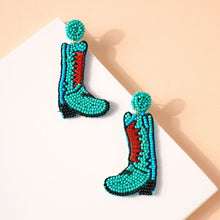 Load image into Gallery viewer, Western Boots Seed Bead Earrings - OBX Prep
