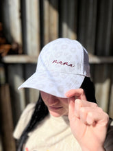 Load image into Gallery viewer, White Leopard Hidden Pony Mama Hat
