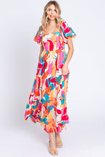 Load image into Gallery viewer, Printed Smocked Back Tiered Maxi Dress
