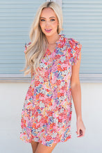 Load image into Gallery viewer, Floral Tie Neck Cap Sleeve Dress
