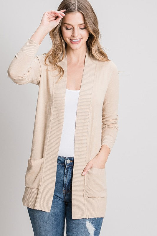 COTTON BLEND CARDIGAN WITH POCKETS