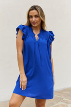 Load image into Gallery viewer, Ruffle Sleeve Smocked Detail Mini Dress
